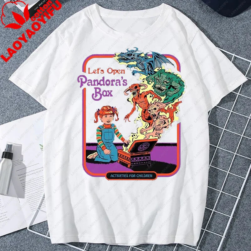Let's Sacrifice Toby Horror Satanist Graphic Tops Unique Creative Cartoon Streetwear Unisex Scary Short-sleev Tee Ropa Hombre