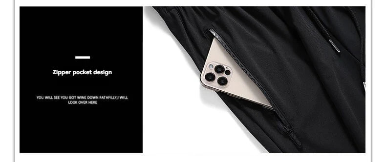High Quality Ice Silk Pants For Men's Summer Slim Casual New Loose High Elasticity Quick Drying Outdoor Running Casual Pants