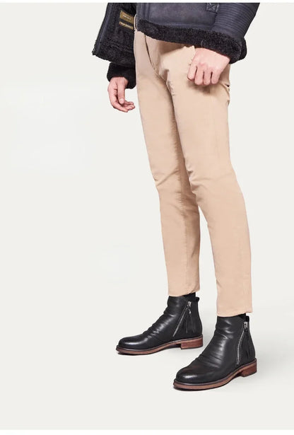 Men's Pu Boots Fashion Chelsea Men's Comfortable High Top Zipper Boots Non-slip Flat  Men's Boots Cowboy