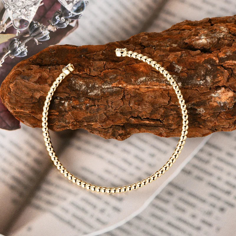 1CTTW 18k Plated Moissanite Bangles for Women 100% Solid S925 Silver Stackable Jewelry Adjustable Lab Diamond Bracelets