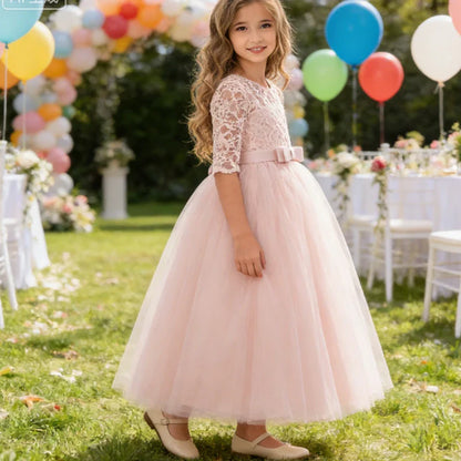 Teenager Girls White Bridesmaid Dresses Wedding Birthday Party Ball Gown Flower Girls First Communion Costume 3 to 14 Years
