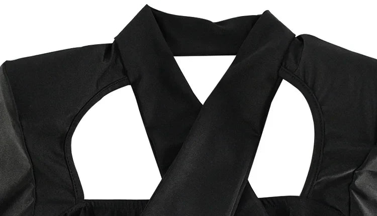 Hollow Out Solid New Sytle Hip Wrap Outfits Women Dresses Long Sleeve V Neck Fashion Party Sheath Lady Female Evening