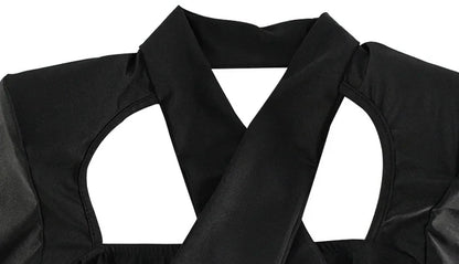 Hollow Out Solid New Sytle Hip Wrap Outfits Women Dresses Long Sleeve V Neck Fashion Party Sheath Lady Female Evening