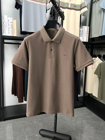High end brand 100% cotton short sleeve polo shirt men's summer new soft breathable lapel T-shirt fashion letter embossed top