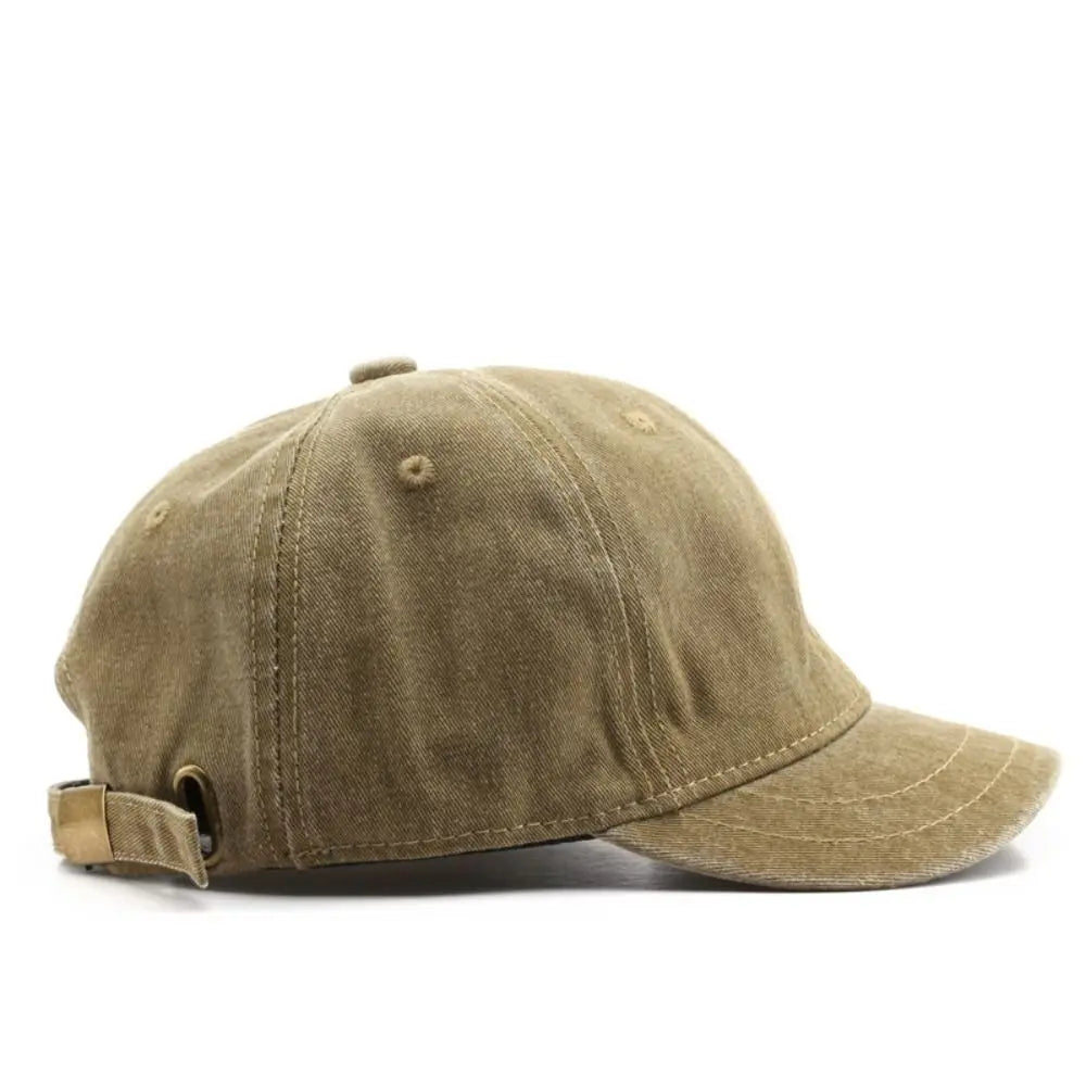 Short brim Baseball Cap Fashion Adjustable Solid Color Peaked Cap Washed Cotton Bucket Panama Cap Summer