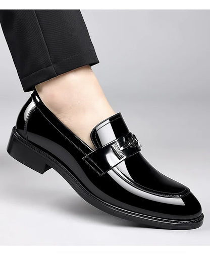 Men's Leather Shoes Genuine Leather High-end Brand One-pedal Formal Business 2025 New Shoes Glossy Doudou  Wedding  Dress Shoes