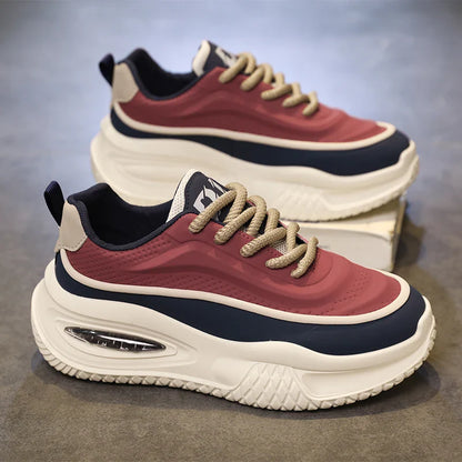Tênis Esportivo Casual Masculino, Tênis de Skate Moderno com Sola Grossa, Calçados Masculinos Confortáveis e da Moda Adequados para Uso ao Ar Livre