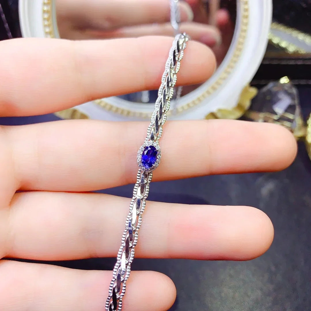 Natural sapphire 925 Sterling silver high definition bracelet Ladies Color Beautiful Exquisite special price free mailing