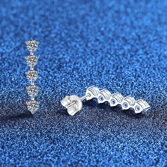 3mm Full Moissanite Earring For Women Wedding Fine Jewely 925 Sterling Sliver With White Gold Plated Party Studs Earrings