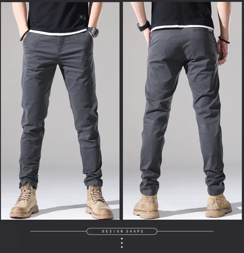 Spring New Men Casual Pants Slim Fit Stretch Arrivals Fashion Button Desinger Men's Streetwear Brand Male Clothing