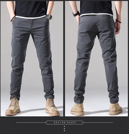 Spring New Men Casual Pants Slim Fit Stretch Arrivals Fashion Button Desinger Men's Streetwear Brand Male Clothing