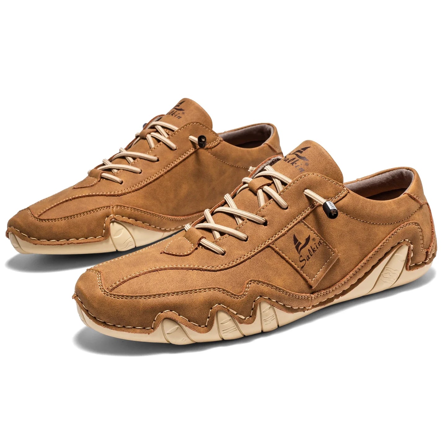 Spring Handmade Leather Casual Men Shoes Design Fashion Sneakers Man Loafers Breathable Soft Flat Shoes Driving Shoes