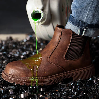 Men Boots Leather Shoes Men Work Safety Shoes Men Indestructible Work Boots Men Safety Boots Steel Toe Shoes Chelsea Boots