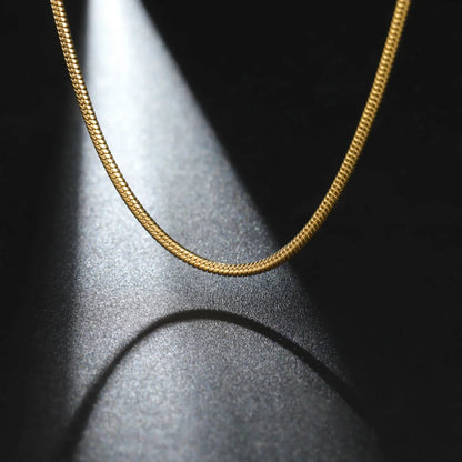 Stainless Steel Gold Color Round Snake Chain Necklace Women Men Long Neck Chains Trendy Punk Jewelry Gift Wholesale
