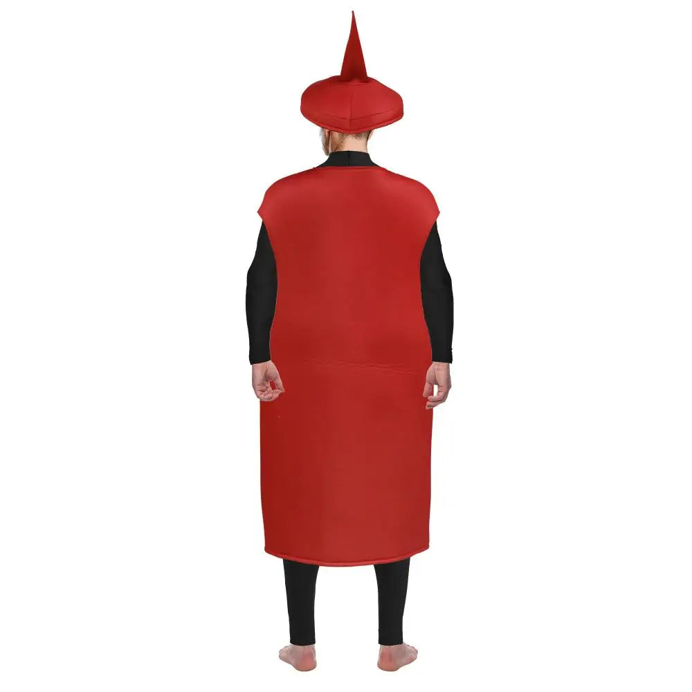 Red Tomato Delicious Ketchup Costume Adult Boy Girl Funny Disguise Suit Yellow Mustard Halloween Cosplay Party Clothes