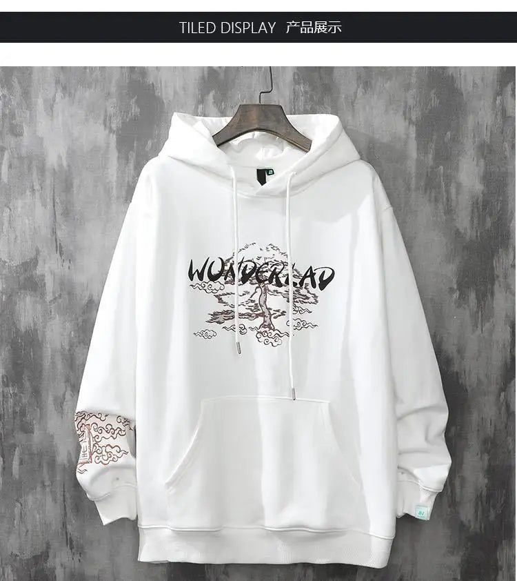 Moletons Pretos com Estampa de Anime Essenciais com Capuz Feminino Estética Coreana Moda Fofa Moletons com Capuz Streetwear para Mulheres