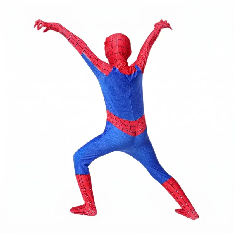 Boys Girls Superhero Costume Spider Web Jumpsuit With Mask For Kids Party Cosplay Movie Character Outfit Birthday Gift Play Cost