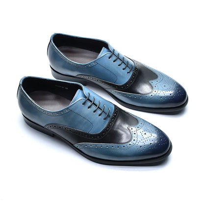 Luxury Men's Wedding Oxford Dress Shoes Genuine Cow Leather Lace-up Wingtip Brogue Office Business Social Formal Shoes for Man