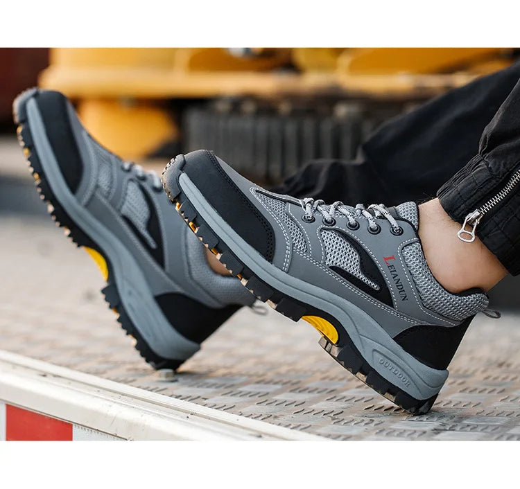 Men's Tactical Safety Shoes Breathable Steel Toe Puncture Resistant Work Shoes Wear-Resistant Protective Footwear
