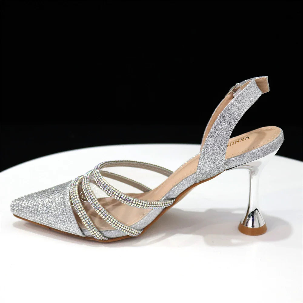 Newest INS Style Orange Color Elegant High Heels Nigeria Popular Design African Ladies Shoes And Bag Set