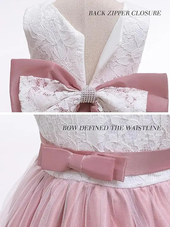 Girls White Baptism Dress Bridesmaid Dresses For Wedding Prom Gown Big Bow Girls Elegant Dresses Red Puffy Christmas Dress