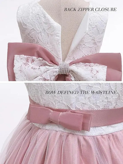 Girls White Baptism Dress Bridesmaid Dresses For Wedding Prom Gown Big Bow Girls Elegant Dresses Red Puffy Christmas Dress