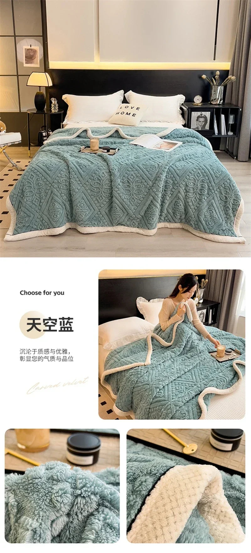 New Carved Velvet Warm Autumn Winter Blanket for Bed Soft Fluffy Sofa Blankets Warmth Cozy Coral Flannel Sofa Cover Blanket Nap