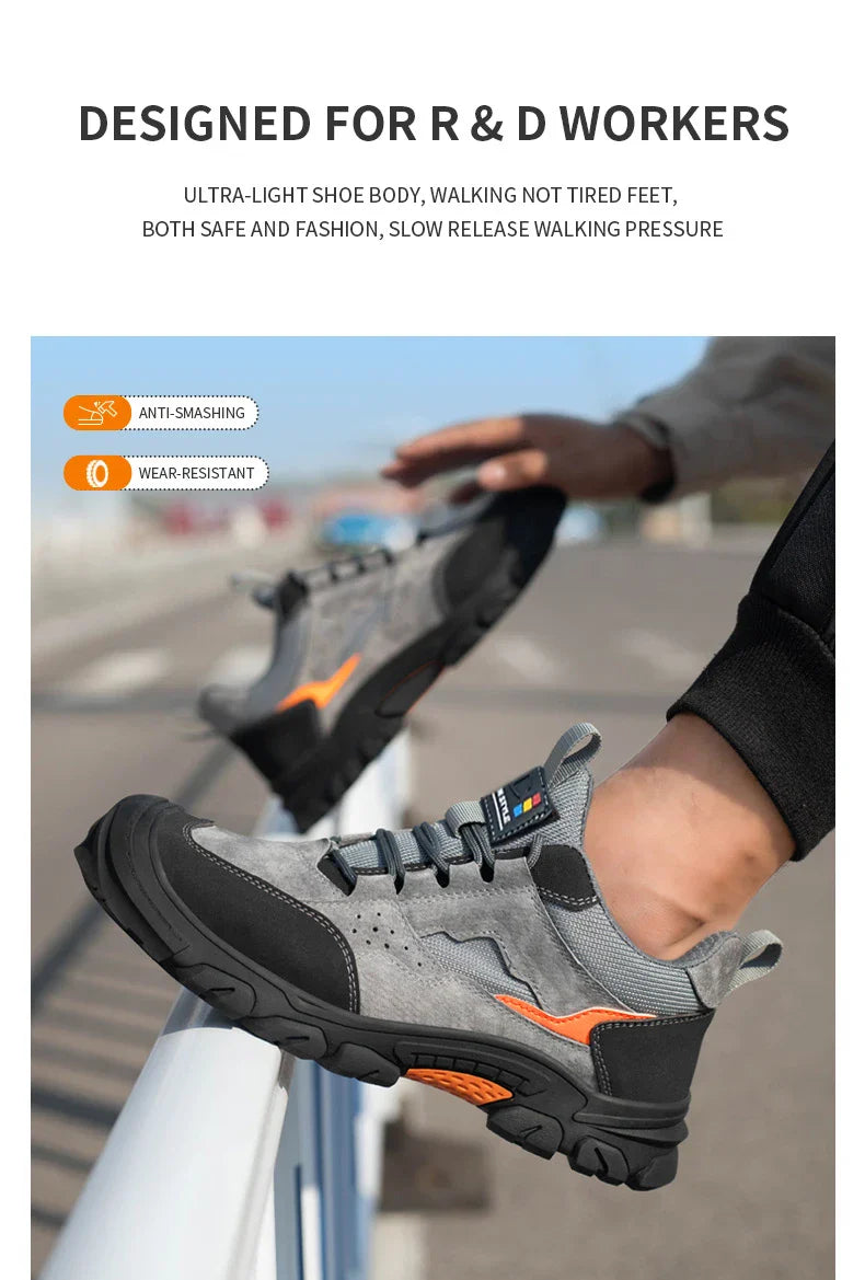 Men Safety Shoes Steel Toe Security Protection Work Boots Fashion Working Sneakers Anti-Smash Anti-puncture Indestructible Shoes