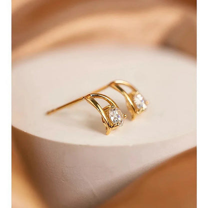 0.5/1 Carat D Color Moissanite Diamond Stud Earrings 925 Sterling Silver Plated Yellow Gold Ear Studs for Women Fine Jewelry