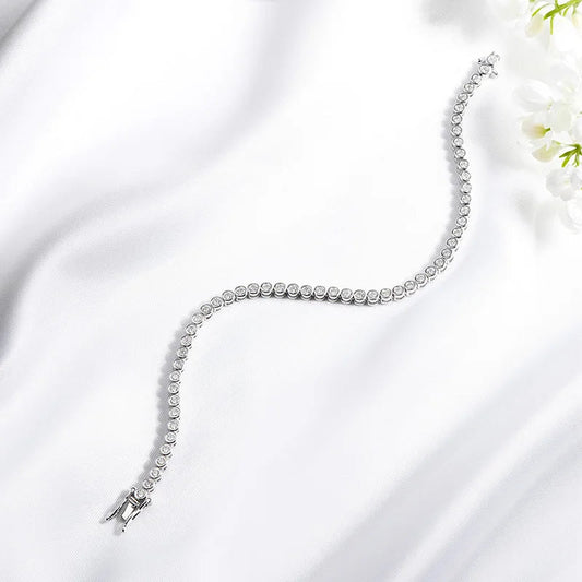 3 Colors 2/3mm Bubbles All Moissanite Tennis Bracelet for Women Men Bangles Full Diamond Pure 925 Silver Chain Jewelry