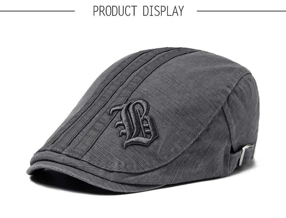 Men Beret Fashion Embroidery Flat Cap Summer Visor For Male