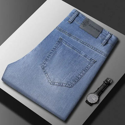 Summer Thin Mens Clothing Cowboys Slim Straight Jeans Men Denim Pants Casual Regular Fitness Men's Trousers Light Blue 2026 Y2K