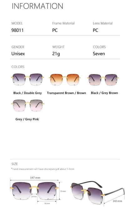Square Frameless Classic Gradient Women Sunglasses
