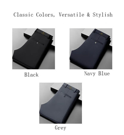 Men's Business Casual Dress Pants, Straight Leg Stretch Trousers, Formal Office Work Pants, Lightweight Breathable All-Season