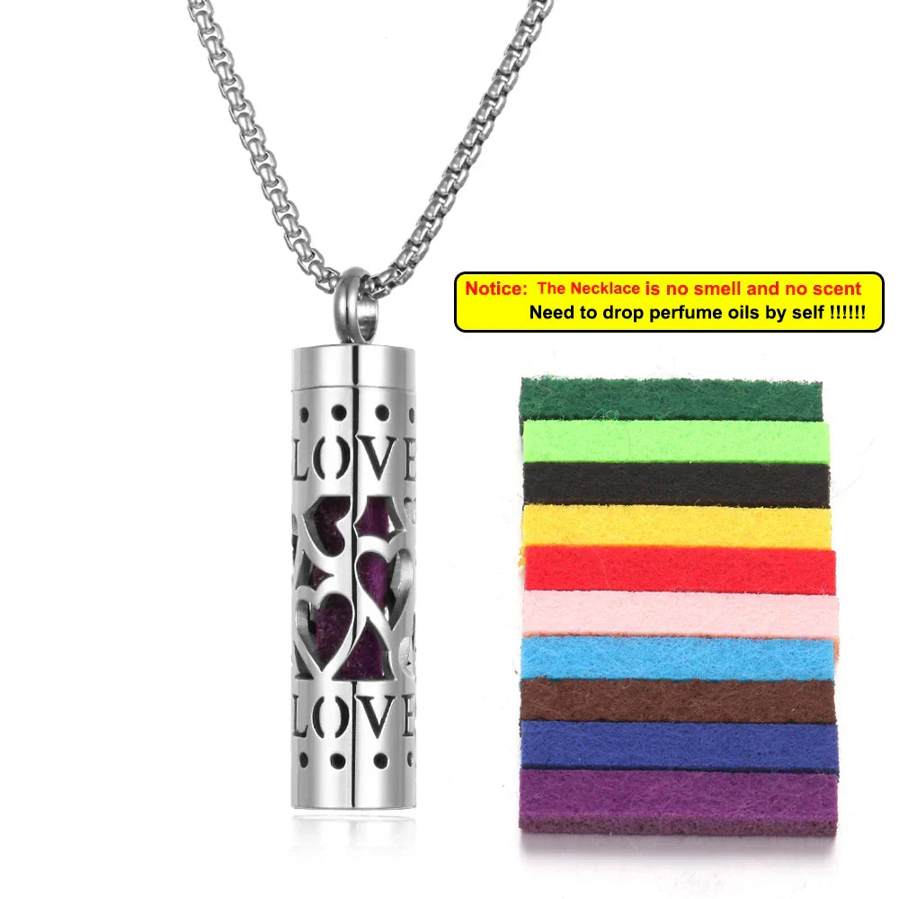 Long Strip Stainless Steel Aromatherapy Necklace Perfume Diffuser Essential Oil Diffuser Pendant Necklace Jewelry Accessories