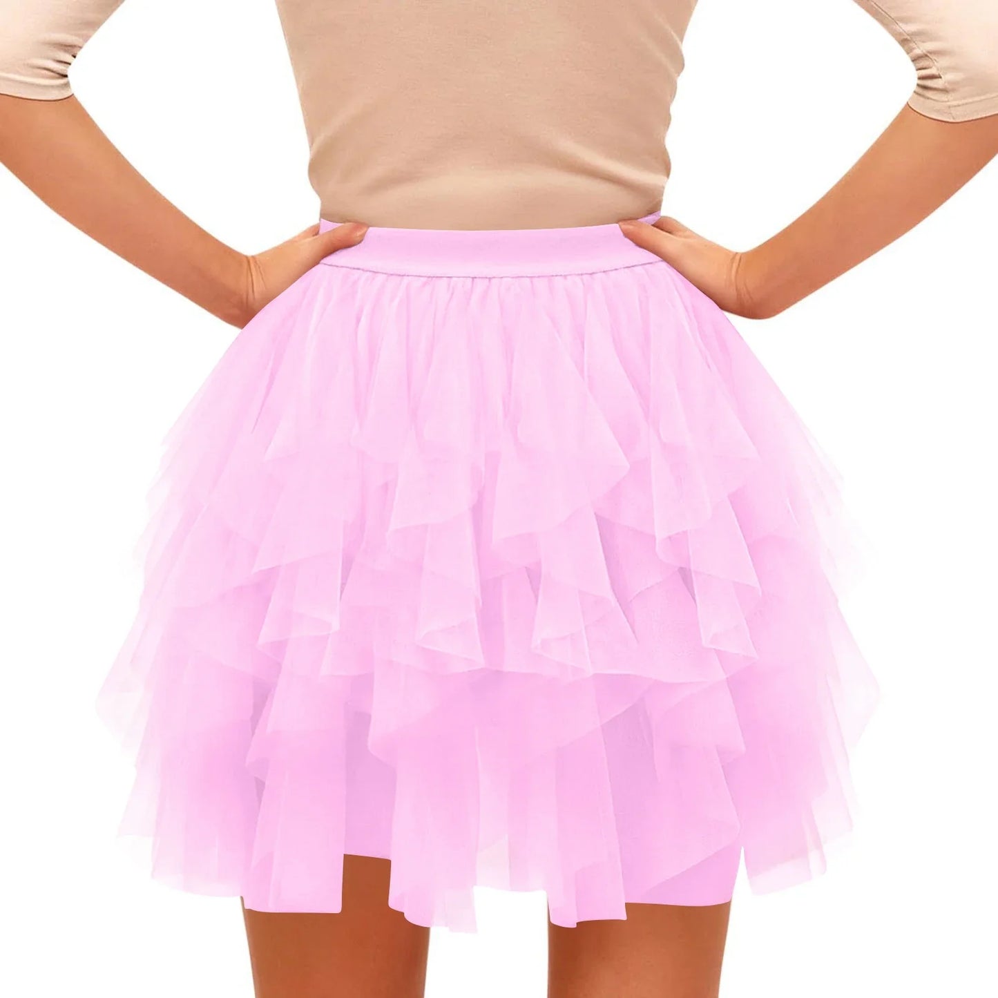 Women's Tulle Tutu Skirt Fashion Solid Color High Waist Mesh Skirt A-line Puff Skirt Cute Cake Skirt Cute Ballet Ball Half Skirt