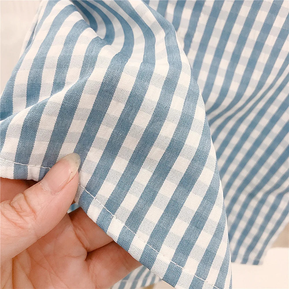 RAISE 2026 Summer Toddler Sibling Attire Fisherman's Hat Plaid Baby Girl Sundress Suits T-shirt Solid Shorts Infant Boy Outfits