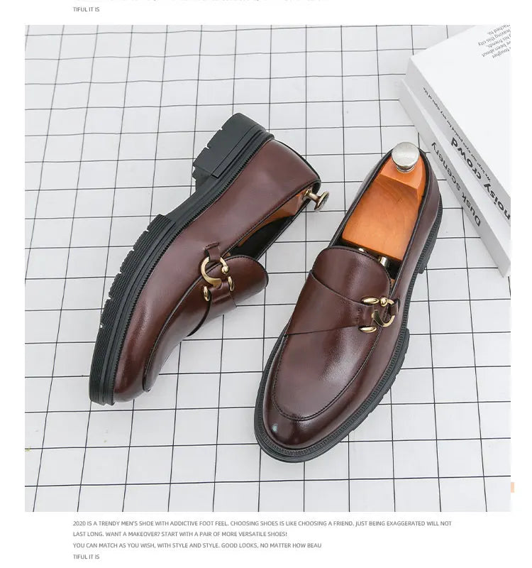 Men's Leather Loafers Slip On Office Casual Business Leather Shoes For Men Wedding Oxford Shoes Male Party Formal Derby Shoe Man