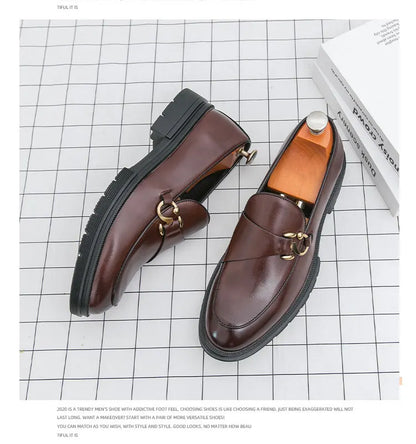 Men's Leather Loafers Slip On Office Casual Business Leather Shoes For Men Wedding Oxford Shoes Male Party Formal Derby Shoe Man