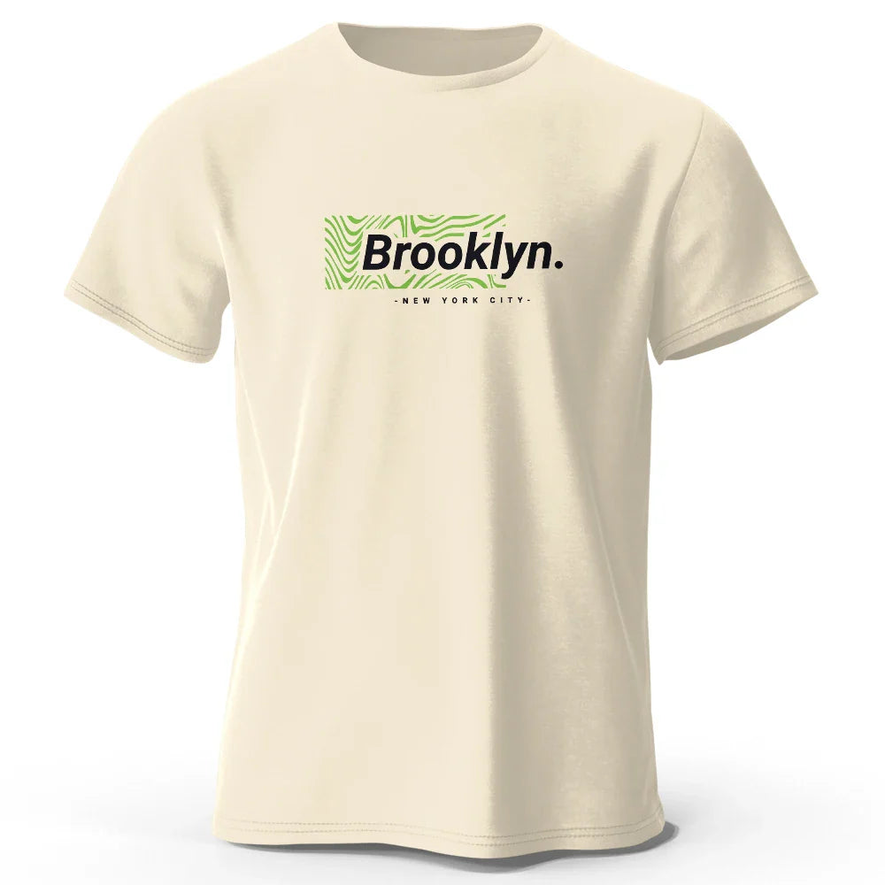 Brooklyn New York Print, Men's Novel Graphic Design T-shirt, Casual Comfy Summer Tees for Men's Daily ActivitiesTops Clothing