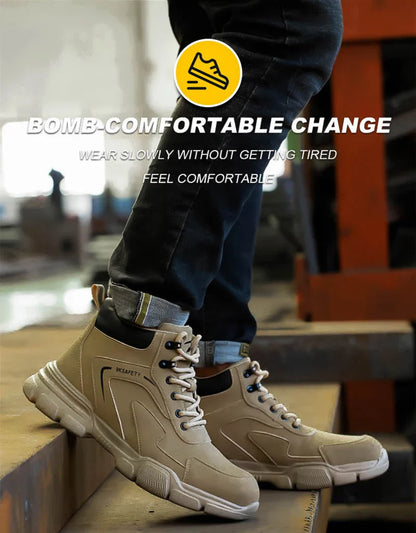 Safety Protective Boots Work Safety Shoes Men Winter Safety Boots Anti-puncture Work Shoes Steel Toe Work Boots Indestructible