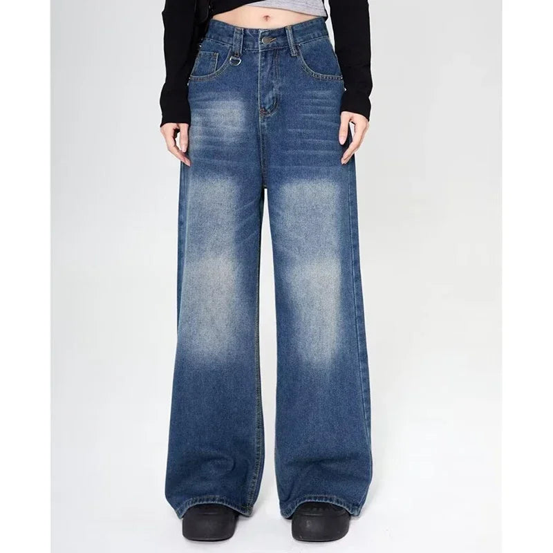 Summer Men Baggy Jeans Unisex Vintage American Style Straight Wide Leg Denim Pants Fashion Brand Hot Sale Casual Trousers