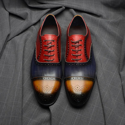 Luxury Italian Men's Wedding Dress Shoes Genuine Leather Cap Toe Lace-up Oxfords Lace-up Brogue Black Business Formal Shoes Man