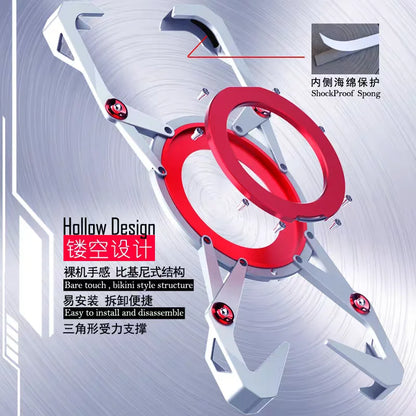 Mechanical Metal Frameless Heat Dissipation Hollow Cover For iPhone 17 Pro Max Alloy Heavy Duty Magnetic 360 Ring Holder Case