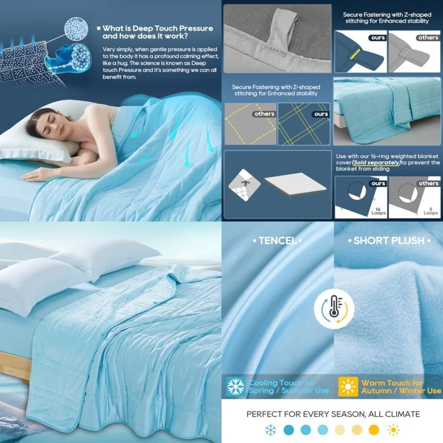 King Size Weighted Blanket 20lbs 88''x104'', Dual-Sided,Reversible King Weighted Blanket with Cozy Warm Velvet Cooling Tencel F