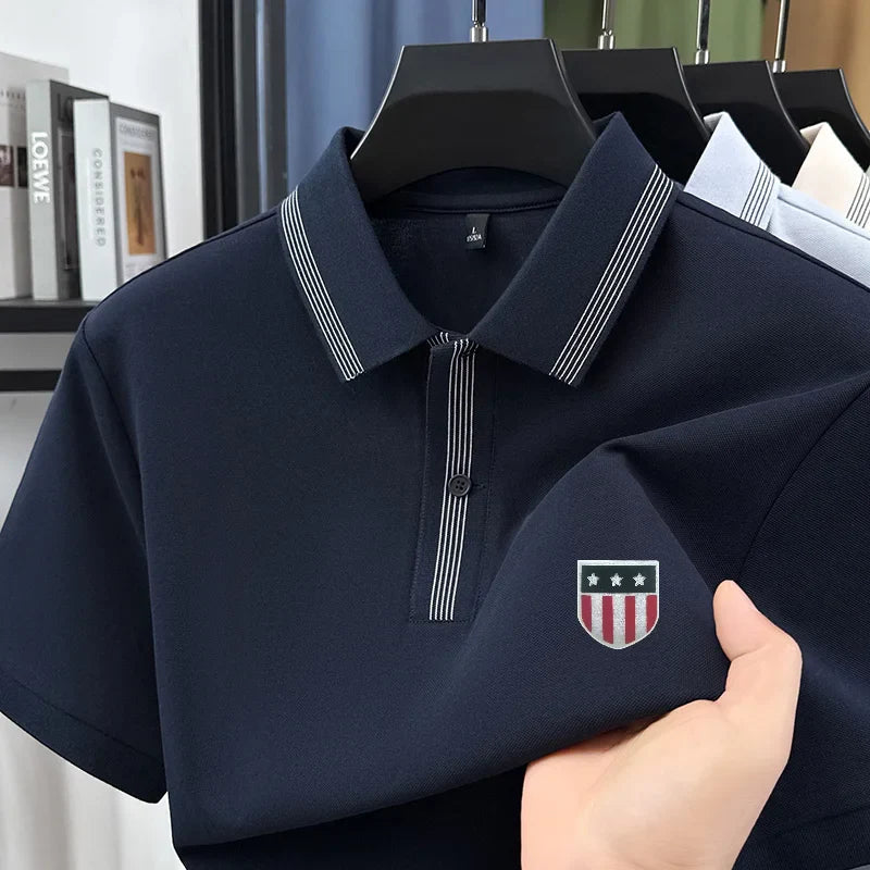 Premium Hot Sales Man Short-Sleeved Polo Shirt Lapel Button Patterned Print Golf T-Shirt Summer Business Fashion Men's Clothing