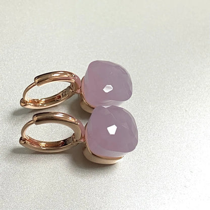 Classic Earrings For Women Amethyst Crystal Earrings Copper With Gold Plated Square Candy Colors Earrings Fashion Jewelry