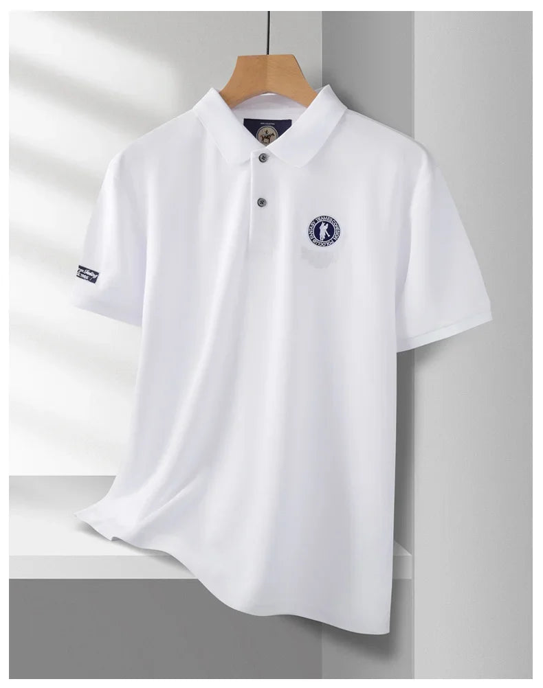 Luxury brand badge embroidery polo shirt short sleeve men's summer top fashionable breathable lightweight comfort casual T-shirt