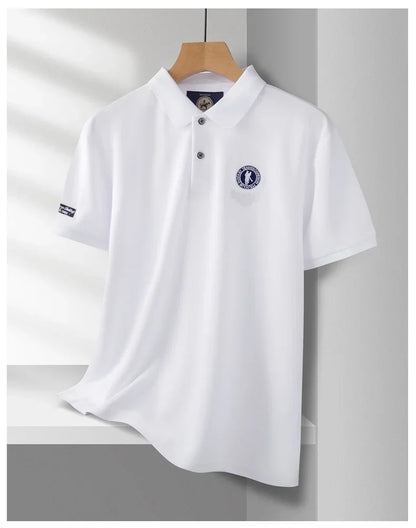 Luxury brand badge embroidery polo shirt short sleeve men's summer top fashionable breathable lightweight comfort casual T-shirt