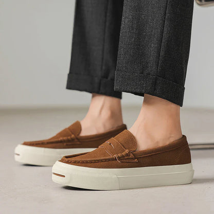 Men's Vulcanized Shoes: Niche, Light Luxury, Solid Color, Retro Style, Flat Heel, Split-on, Lazy Soft-soled Casual Walking Shoes